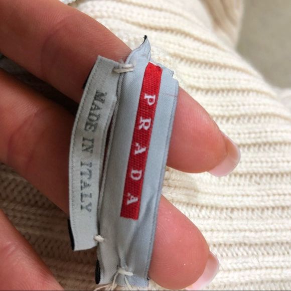 !!SOLD!! Vintage PRADA cream 100% Wool full zip, ribbed cardigan sweater Small - Picture 8 of 13